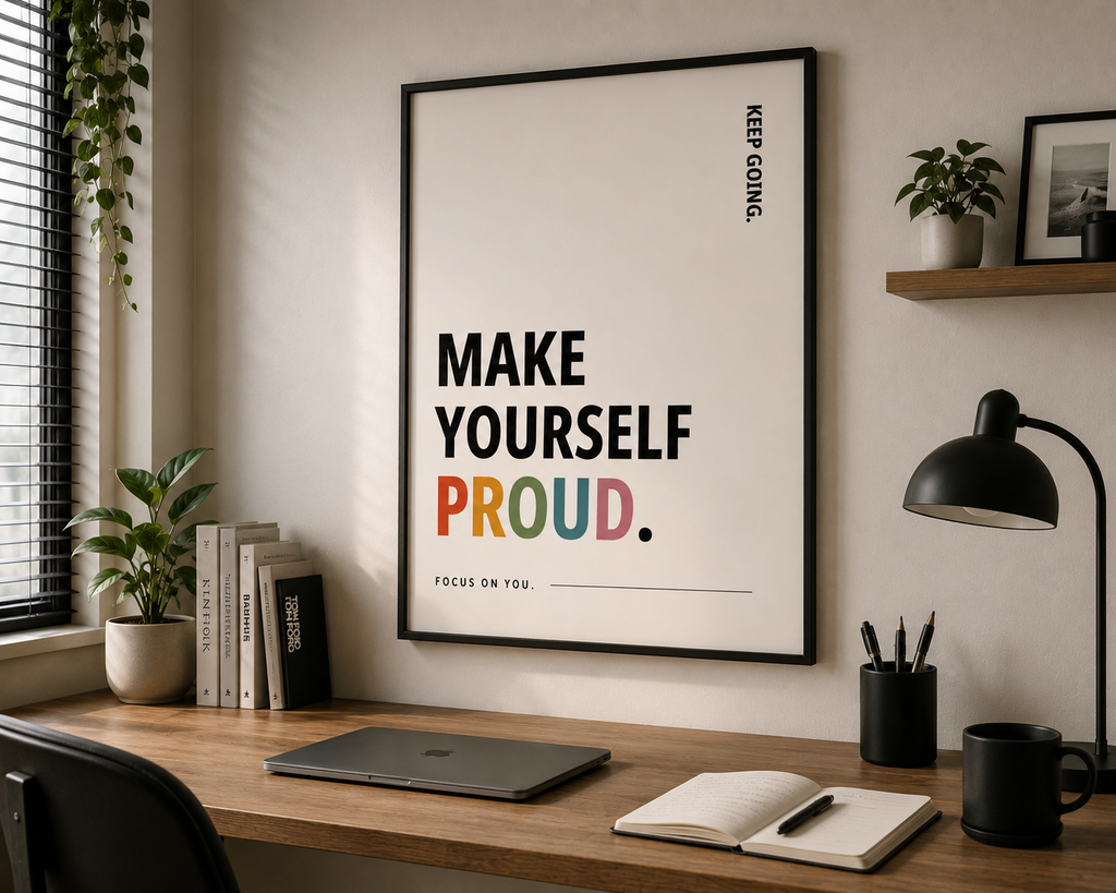 Make Yourself Proud Motivational Poster | Positive Minimalist Wall Art Print