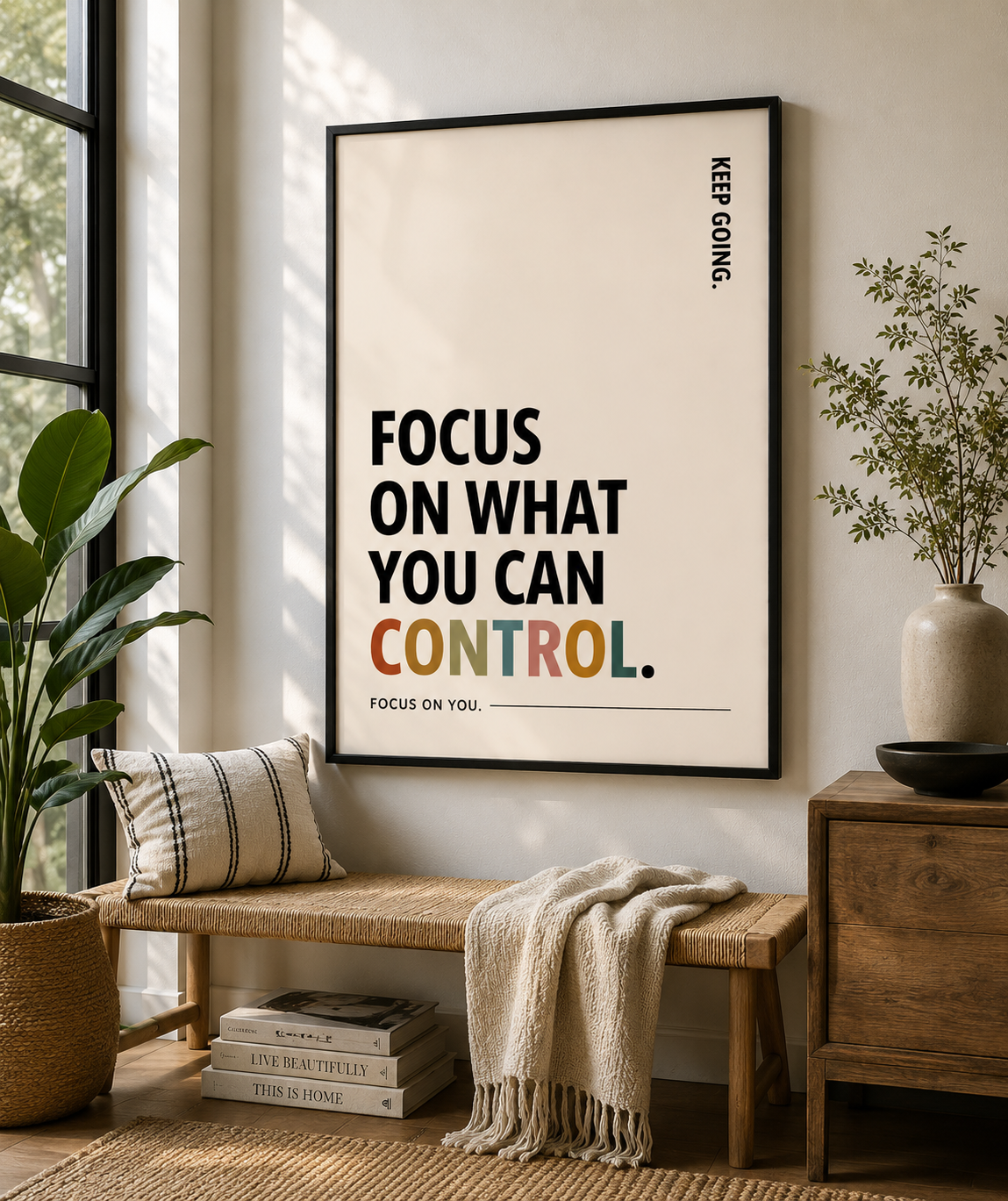 Focus On What You Can Control Motivational Poster | Positive Minimalist Wall Art Print