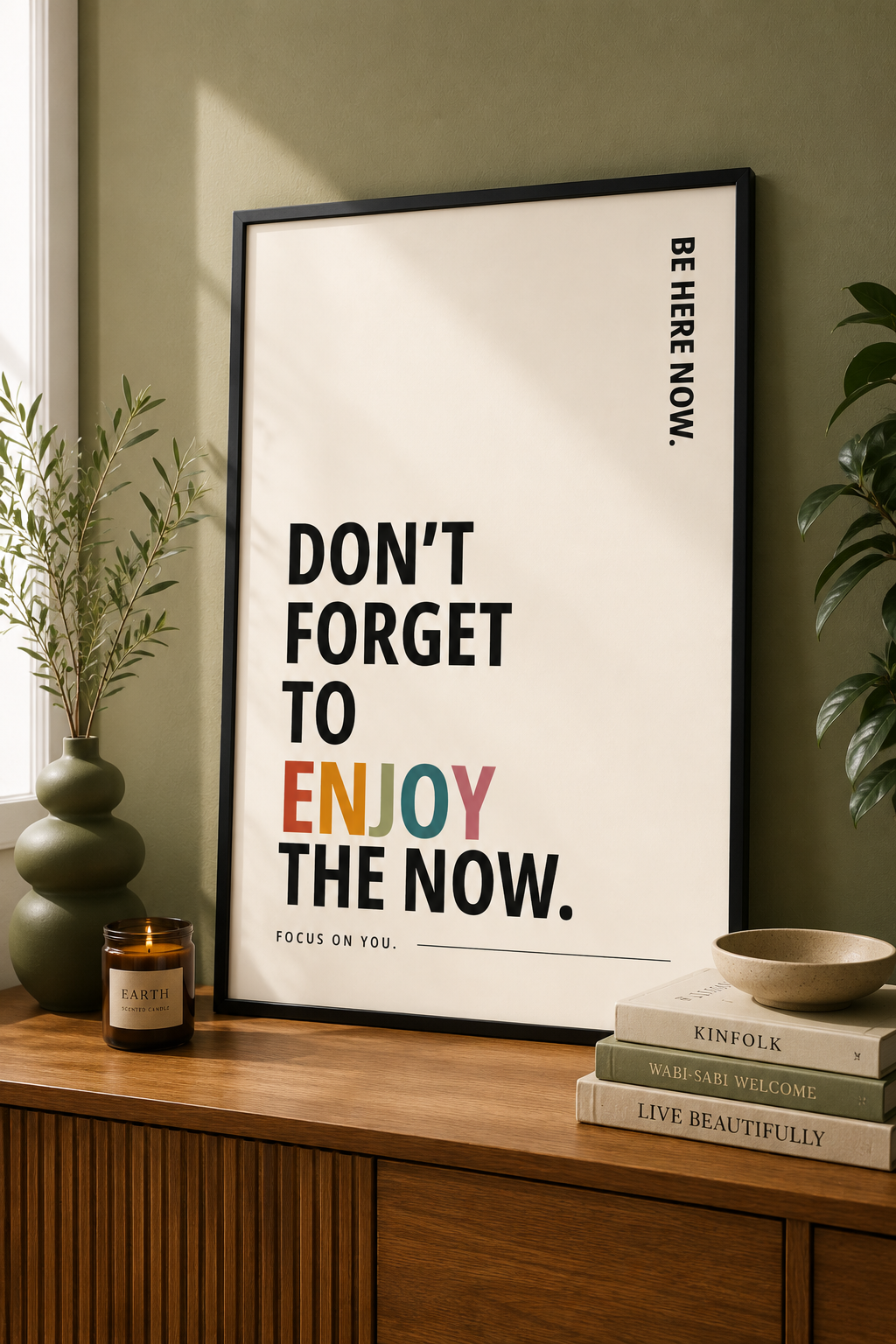 Don’t Forget To Enjoy The Now Motivational Poster | Positive Minimalist Wall Art Print