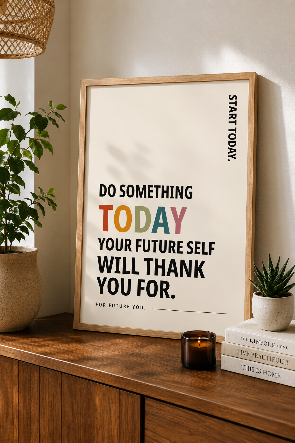 Do Something Today Your Future Self Will Thank You For Motivational Poster | Positive Minimalist Wall Art Print