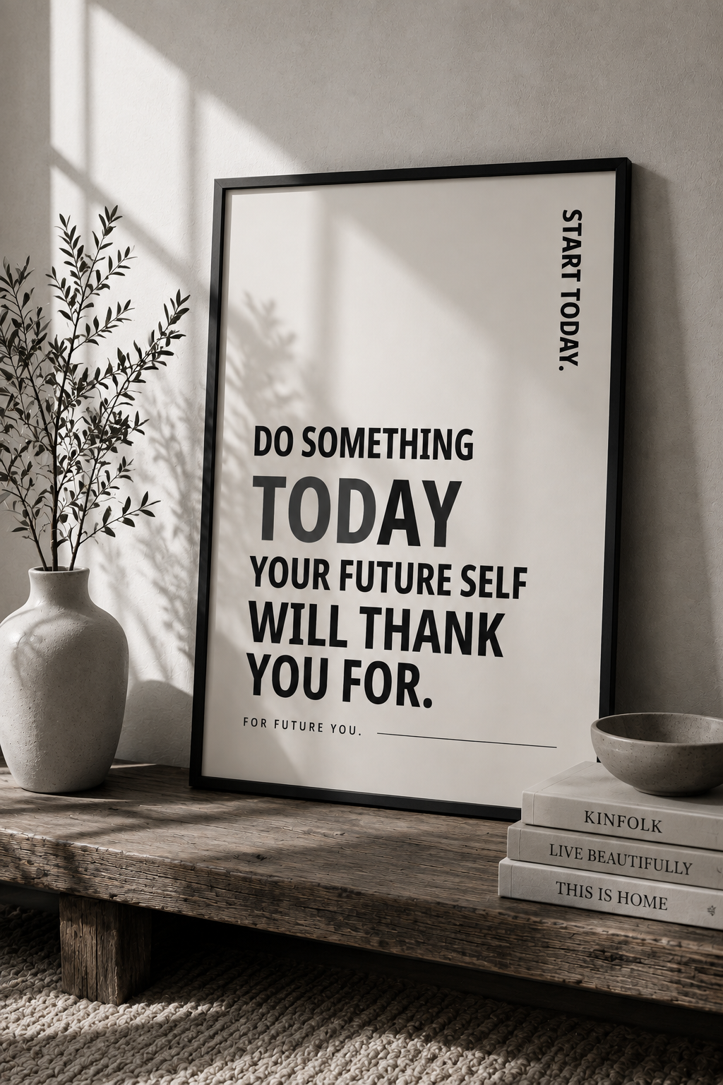 Do Something Today Your Future Self Will Thank You For Monochrome Motivational Poster | Positive Minimalist Wall Art Print