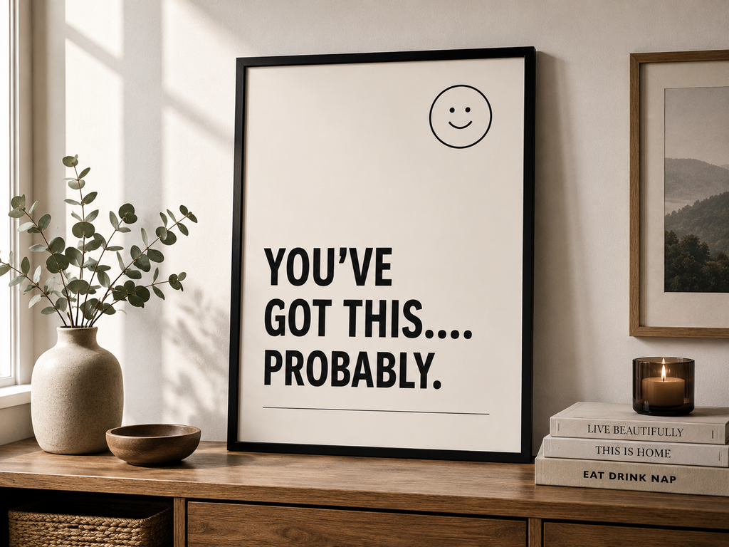 You’ve Got This Probably Monochrome Motivational Poster | Positive Minimalist Wall Art Print