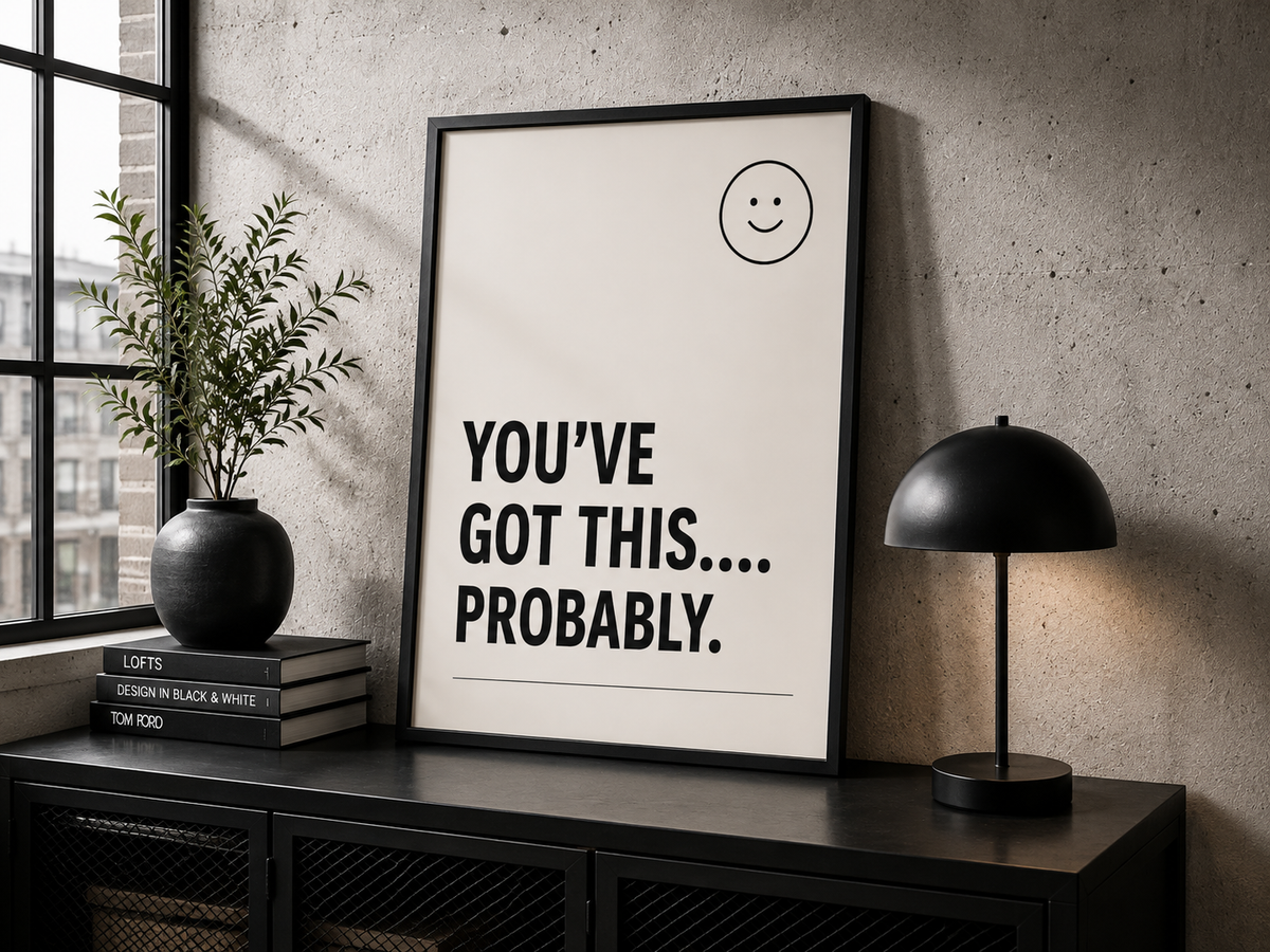 You’ve Got This Probably Monochrome Motivational Poster | Positive Minimalist Wall Art Print