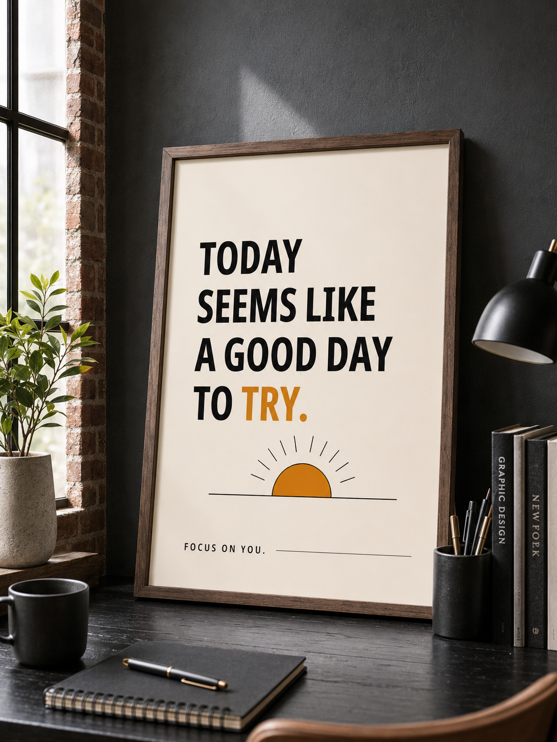 Today Seems Like A Good Day To Try Motivational Poster | Positive Minimalist Wall Art Print