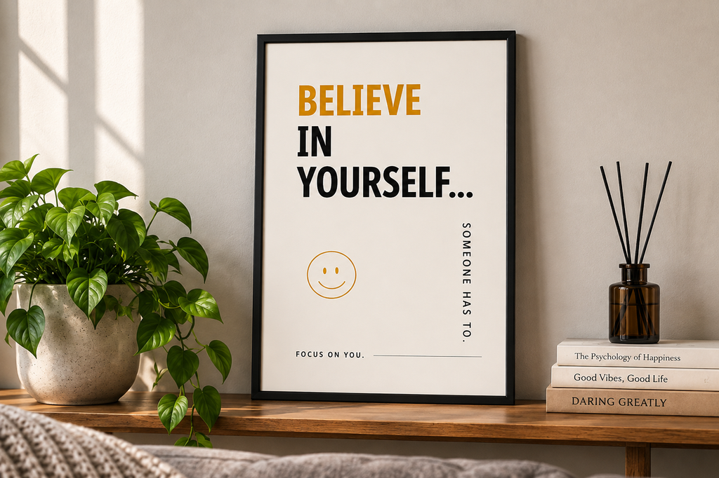Believe In Yourself Motivational Poster | Positive Minimalist Wall Art Print